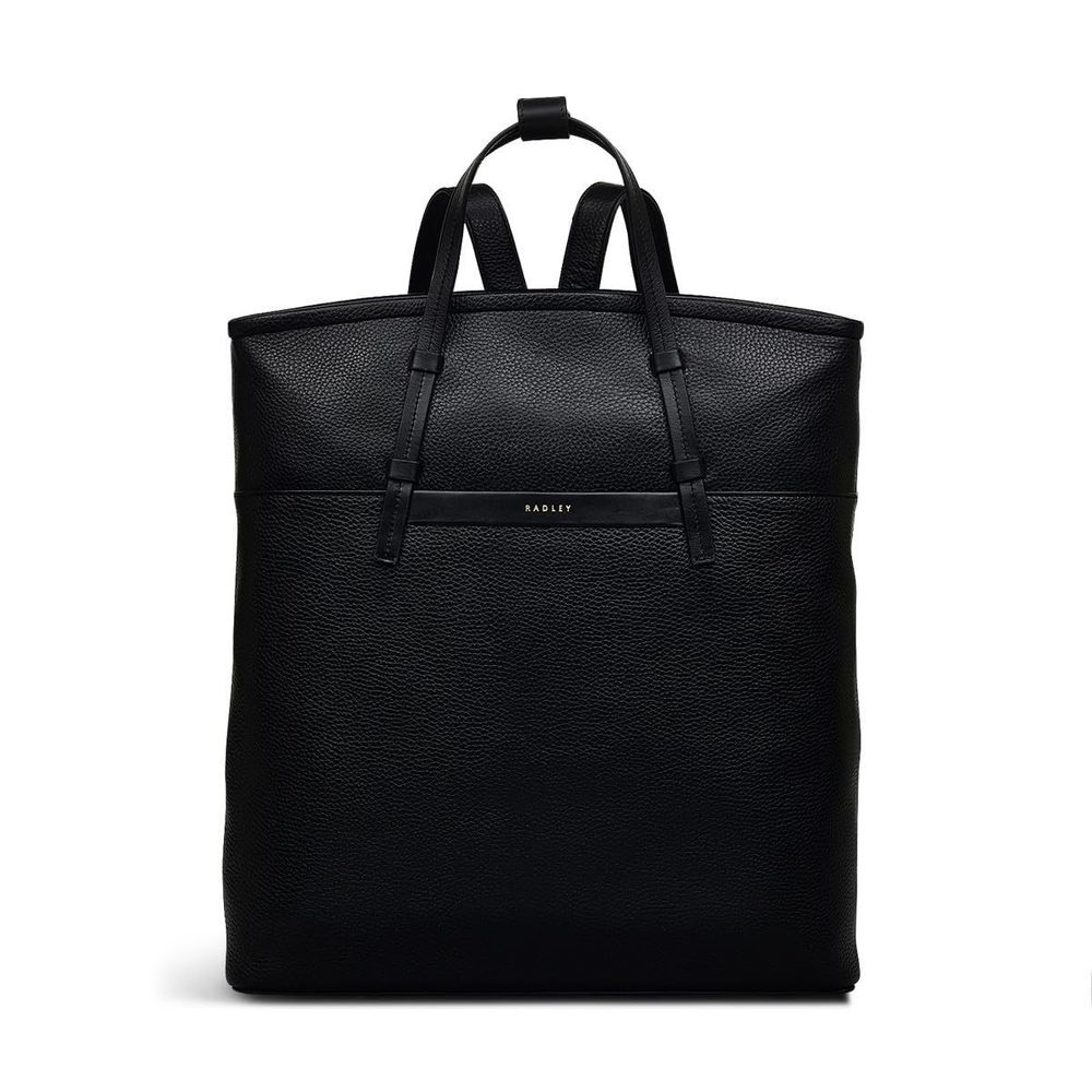 London Bridgewater 2.0 Large Leather Ziptop Backpack, Black :<